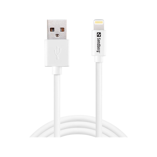 SANDBERG USB>Lightning MFI 1m Töltőkábel  Fehér