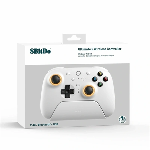 8BitDo Ultimate 2 Nintendo Switch / Switch 2 / PC Hall-Effect vezeték nélküli kontroller Fehér