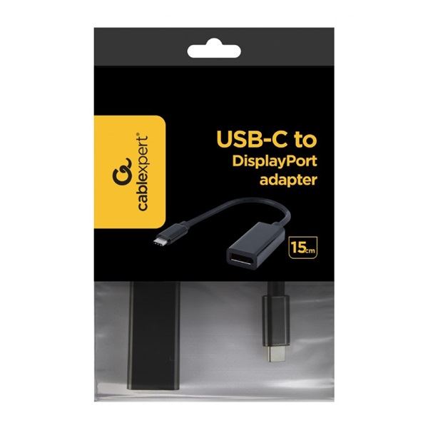 Gembird Cablexpert USB-C -> DisplayPort adapter 15cm fekete (A-CM-DPF-02)