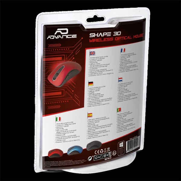 Advance   SHAPE 3D Egér vezeték nélküli piros