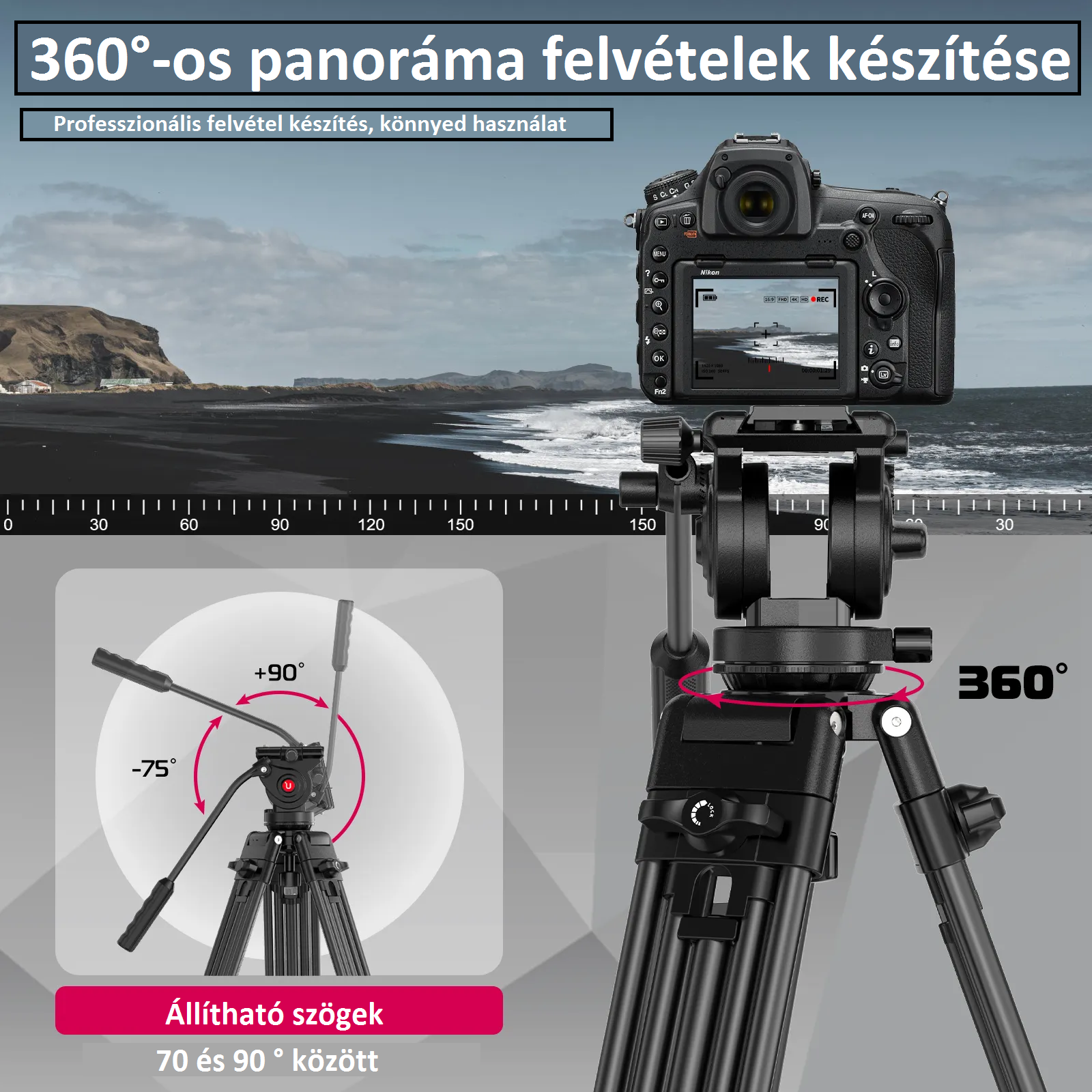 Ulanzi MT-81, T080GBB1 nagy teherbírású videó állvány, fluid videófejjel