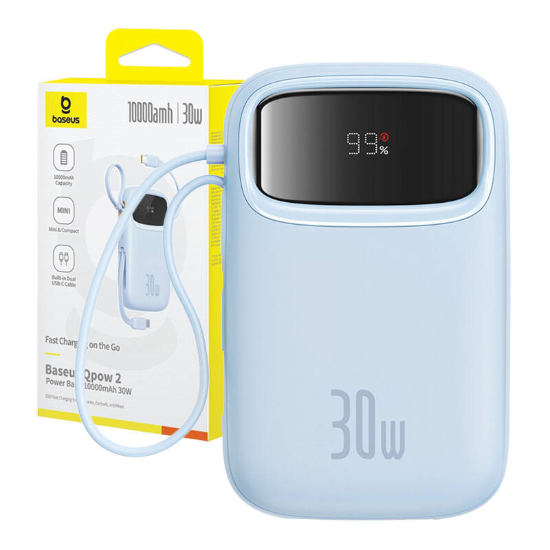 Baseus QPow 2 10000mAh  30W  2xUSB-C powerbank Kék 