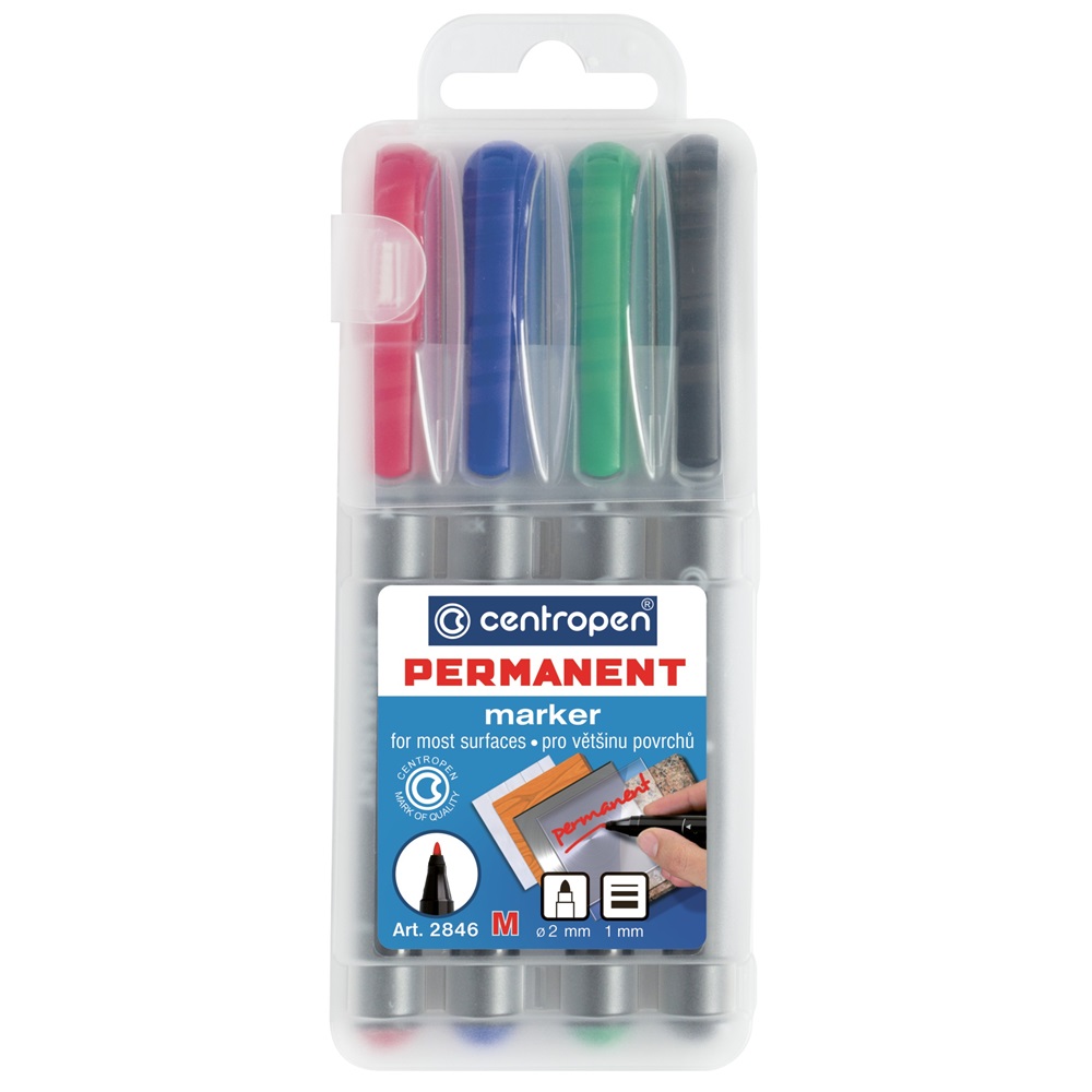 Centropen Alkoholos marker 1mm, M,  2846, 4 különböző szín (628460402)