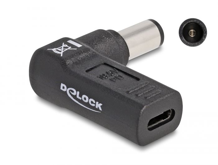 DeLock notebook töltő adapter USB-C anya -> HP 7,4 x 5,0 mm apa hajlított (60005) DeLock notebook töltő adapter USB-C anya -> HP 7,4 x 5,0 mm apa hajlított (60005)