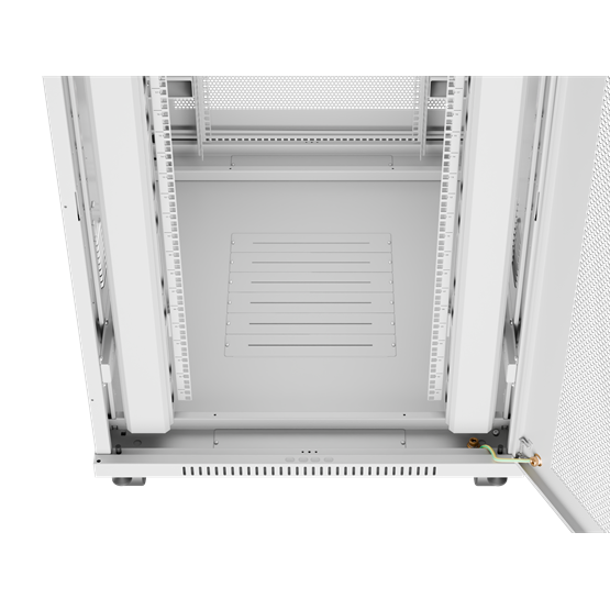 Lanberg 19" szabadon álló rack szekrény 27U/800X1000 perforált ajtó, lapraszerelt, LCD kijelző, szürke