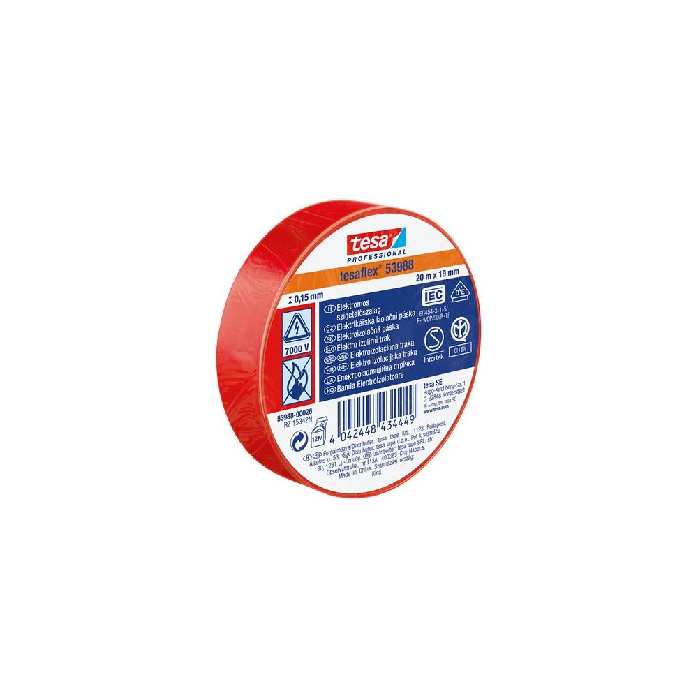 Tesa Szigetelőszalag 19mmX20m  piros (53988-00026-00)