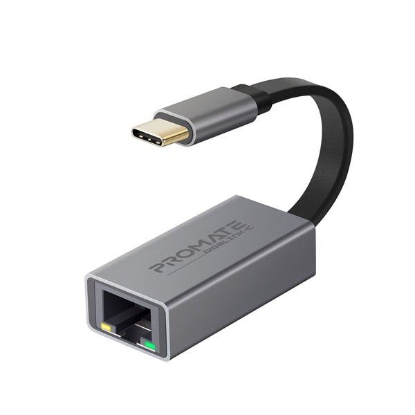 Promate Átalakító GIGALINK C USB-C adapter 1000 Mbps RJ45 Szürke Promate Átalakító GIGALINK C USB-C adapter 1000 Mbps RJ45 Szürke