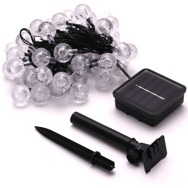 IRIS Buborékgömb alakú 23mm/8 programos/7m/IPX3 szabványos/meleg fehér/50db LED-es/napelemes fénydekoráció  (317-03)