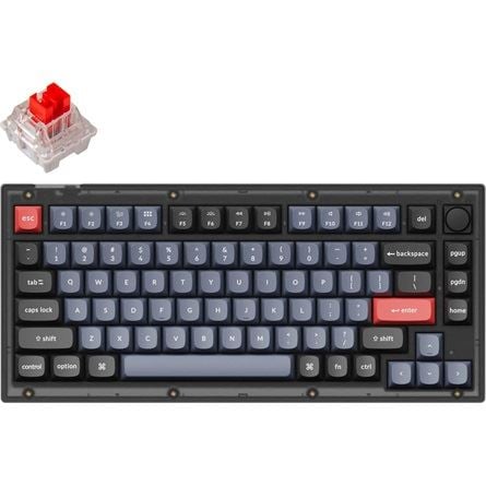Keychron V1 RGB Frosted Black Knob angol Hot-swap K Pro Red mechanikus billentyűzet (V1-C1-UK) Keychron V1 RGB Frosted Black Knob angol Hot-swap K Pro Red mechanikus billentyűzet (V1-C1-UK)