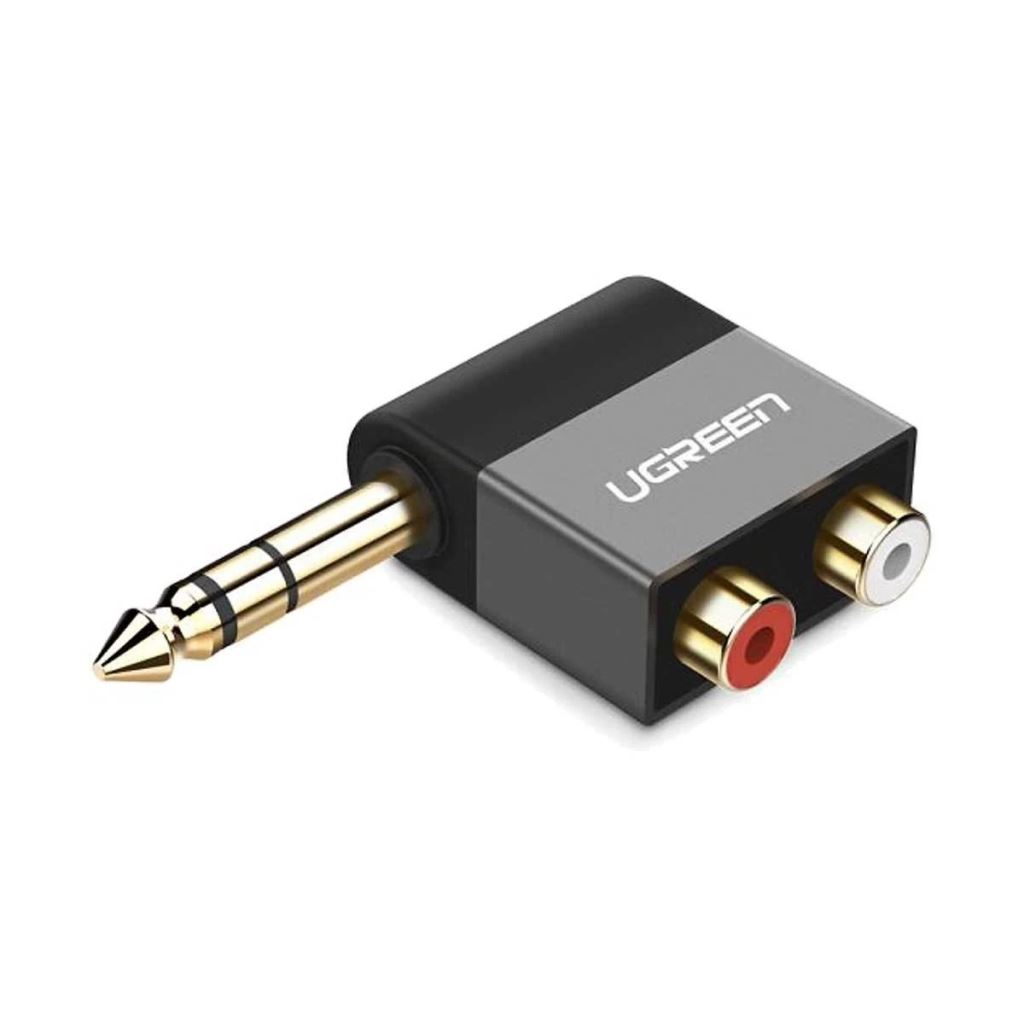 UGREEN AV147 6.35 jack apa, 2x RCA anya,cinch, adapter, fekete (40846)