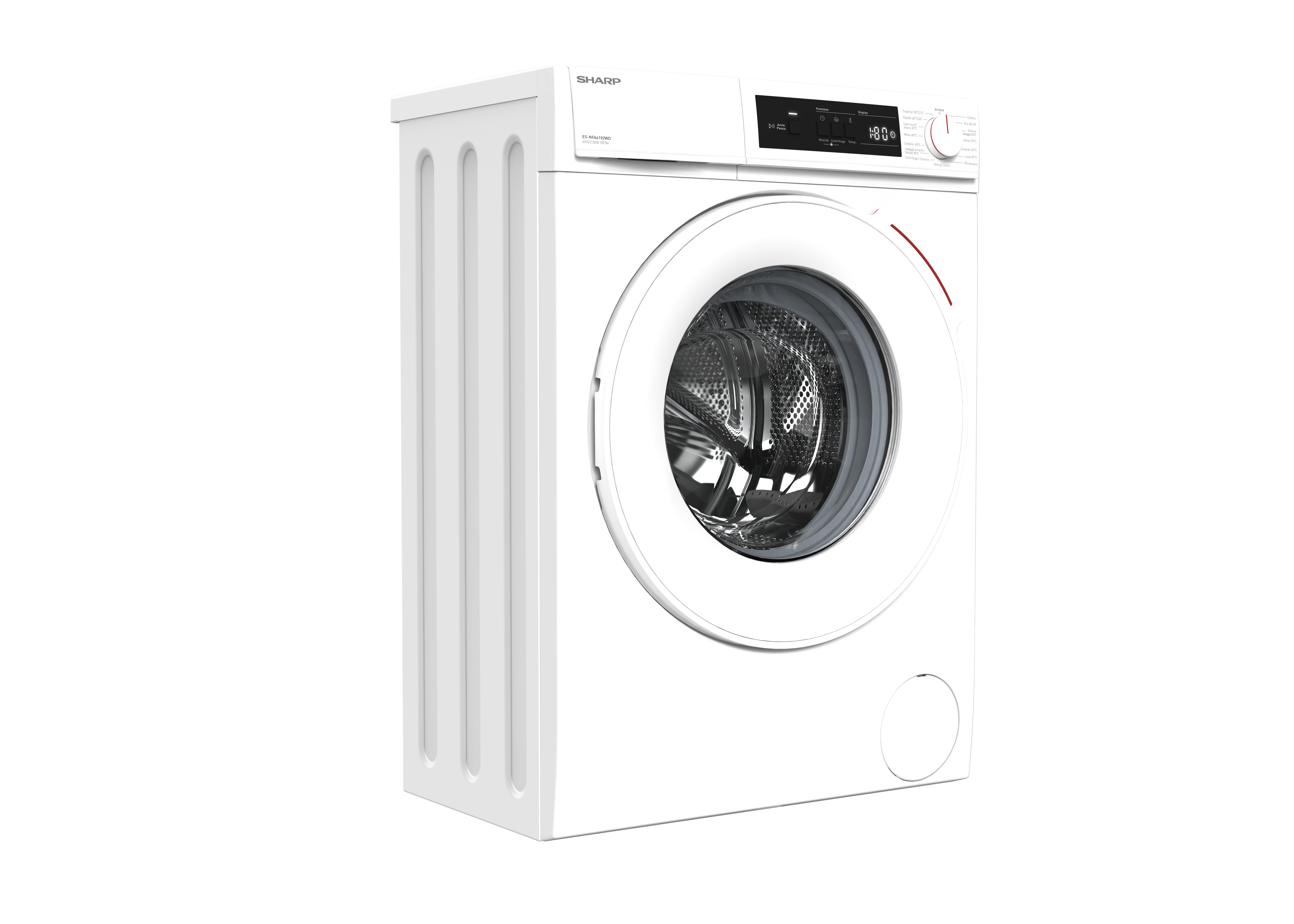 Sharp ES-NFA6102WDEE Elöltöltős keskeny mosógép – 6 kg, 1000 ford./perc, D Energiaosztály, Allergy Smart program, Gőz program