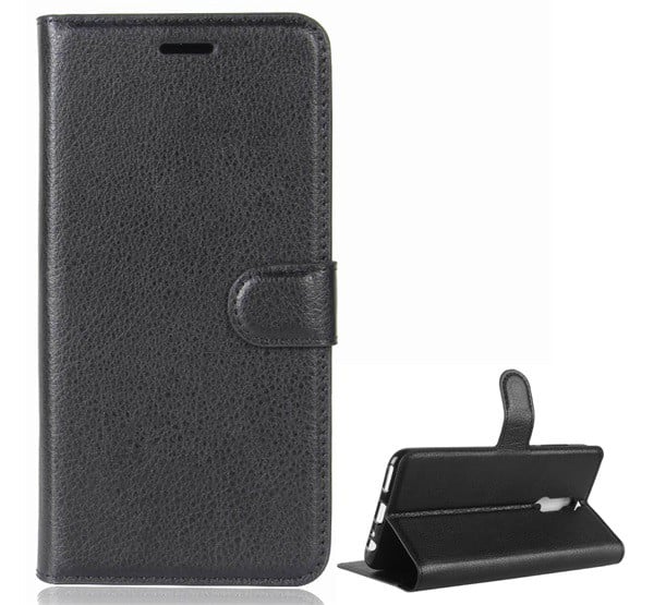 Tok álló, bőr hatású (FLIP, oldalra nyíló, asztali tartó funkció, prémium) FEKETE [Huawei Mate 10 Lite]