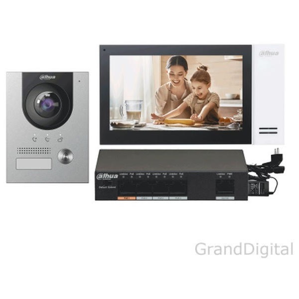 Dahua   KTP01(F) (VTH2421FW-P + VTO2202F-P + PFS3005-4ET-60 + VTM114) IP video kaputelefon szett 