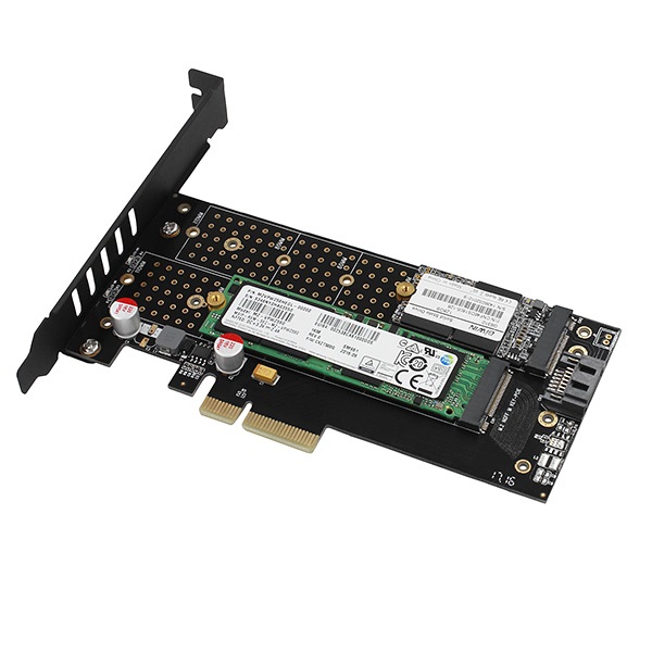Axagon PCIE NVME+NGFF M.2 SSD adapter fekete (PCEM2-DC)