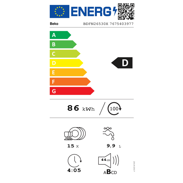 Beko BDFN26530X 15 terítékes mosogatógép