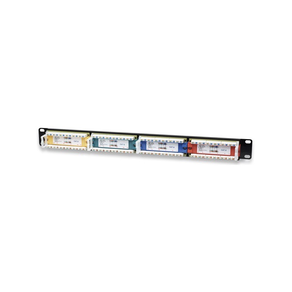 Manhattan 513692 CAT6 UTP 24 portos 1U színezett patch panel Fekete Manhattan 513692 CAT6 UTP 24 portos 1U színezett patch panel Fekete