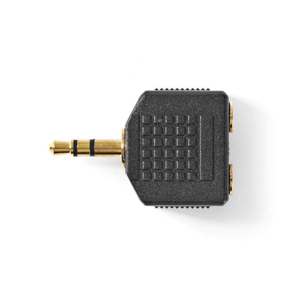 Nedis sztereó audio adapter, 3.5 mm Dugasz, 3.5 mm-es Aljzat x2, aranyozott, ABS, fekete, 10 db (CAGP22945BKG)