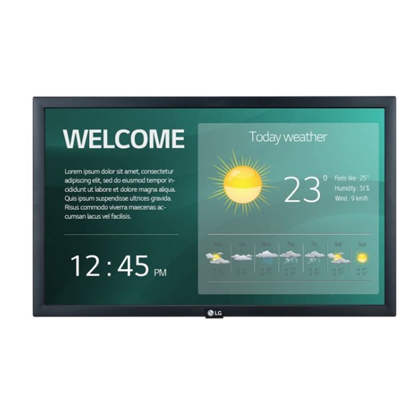LG 16/7 Signage kijelző 21,5" 22SM3N, 1920x1080, 250cd/m2, HDMIx2/USB/RS232C/RJ45