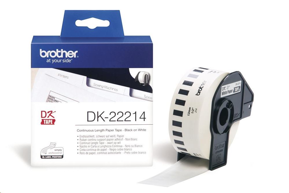 Brother DK-22214 folytonos szalagcímke 12mm x 30,48m öntapadós fehér