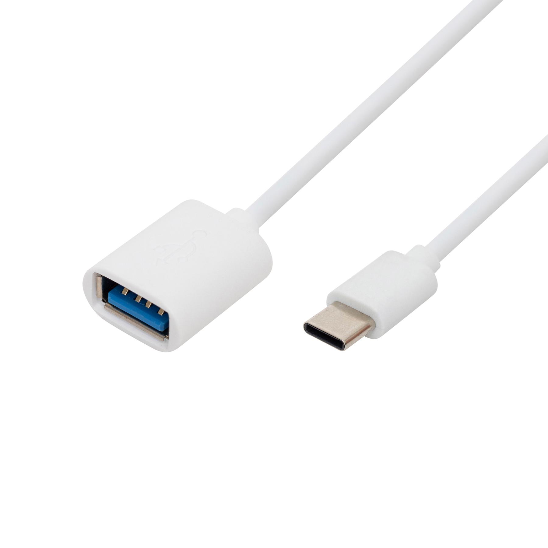 USE Home  kábel, USB-C dugó, USB-A aljzat, kétirányú, 16cm, 2,1A, 480 Mbps (USBC OTG)