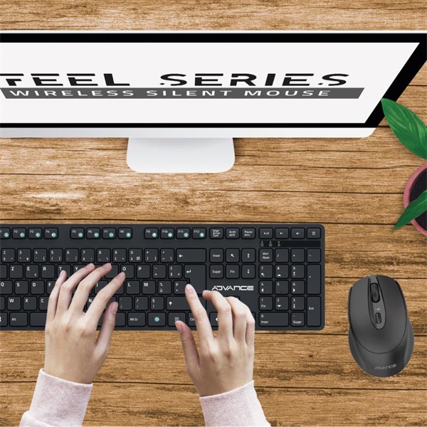 Advance vezeték nélküli FEEL WIRELESS  1600 DPI  4 gomb Egér Fekete 