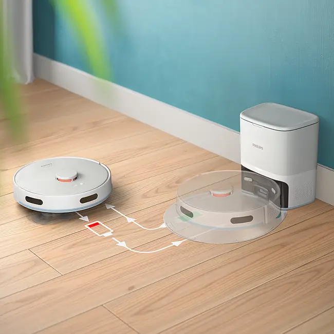 Philips HomeRun 2000 Aqua XU2100/25  dokkoló- és ürítőállomással robotporszívó és -felmosó