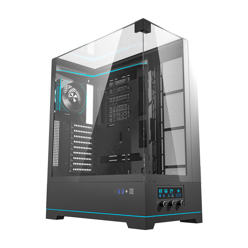 Darkflash DY450L PRO számítógépház + 1 ventilátor Fekete 