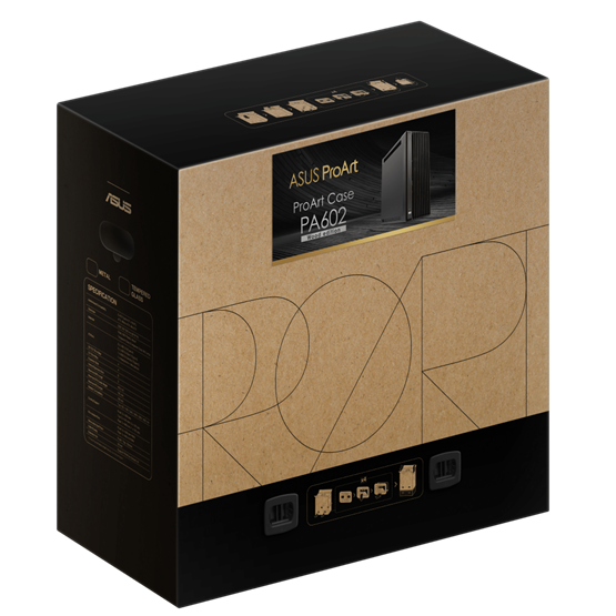  Asus ProArt PA602 Wood Metal E-ATX   midi számítógépház  Fekete
