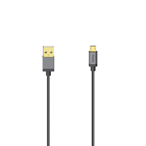 Hama 200500 480 MBPS 0,75 m metál/fekete Micro USB kábel Hama 200500 480 MBPS 0,75 m metál/fekete Micro USB kábel