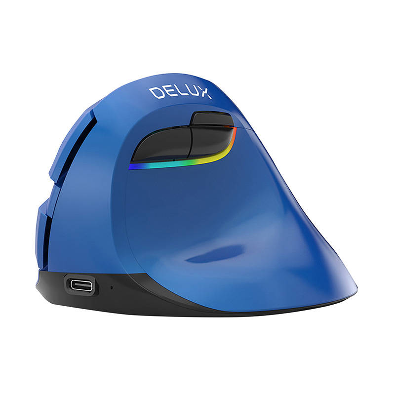 Vezeték nélküli függőleges egér Delux M618Mini BT / 2.4G 4000DPI RGB (kék) Vezeték nélküli függőleges egér Delux M618Mini BT / 2.4G 4000DPI RGB (kék)
