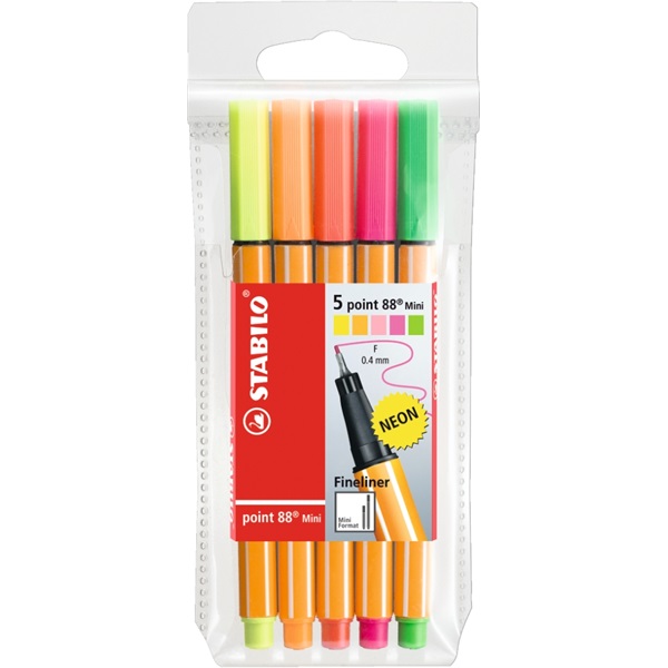 Stabilo Point 88 Mini neon 5db-os vegyes színű tűfilc készlet Stabilo Point 88 Mini neon 5db-os vegyes színű tűfilc készlet