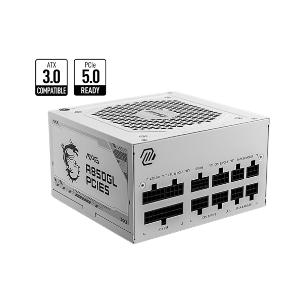 MSI MAG A850GL PCIE5 WHITE 850W 80+ Gold moduláris, Gen 5.0 Tápegység fehér