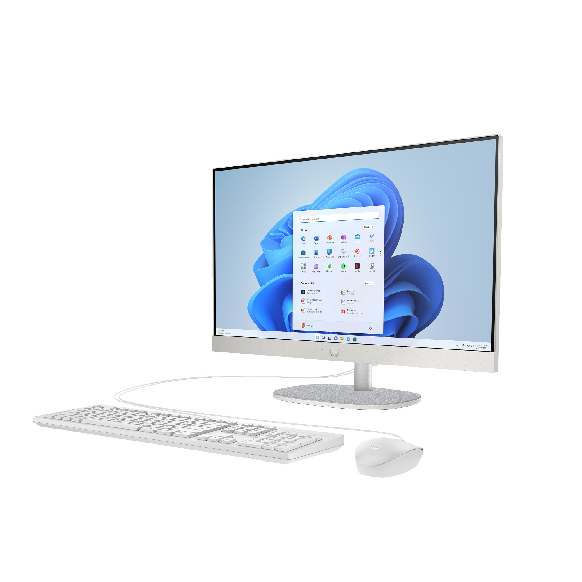 HP 24-cr1002nn PC  23.8" IntelR CoreT Ultra 5  8GB RAM 512GB SSD-meghajtó  FHD  Kagylófehér fehér billentyűzettel  fehér egérrel All-in-One