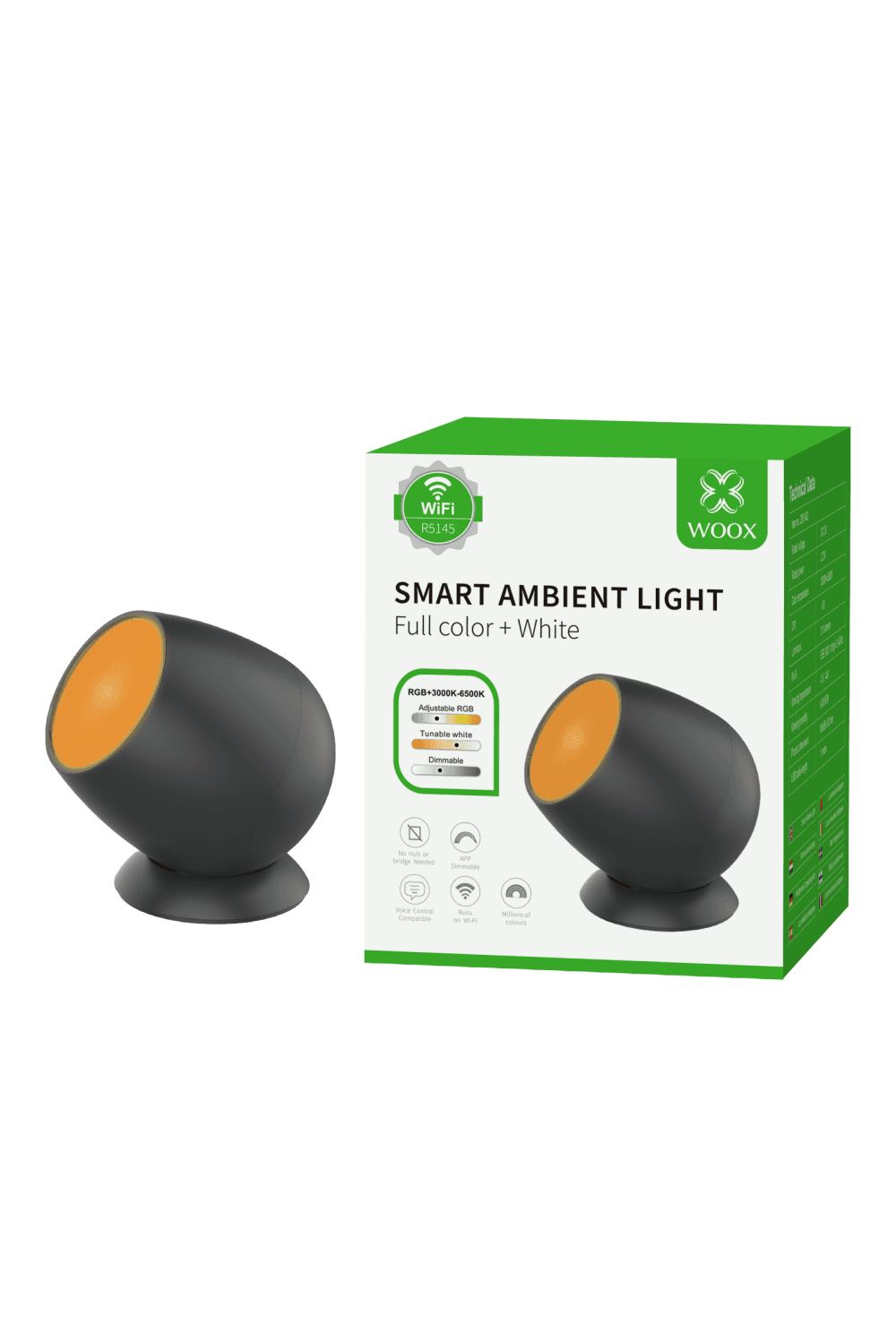 Woox Smart Home éjjeli lámpa 2.2W 3000K-6500K RGB+CCT Wi-Fi (R5145)