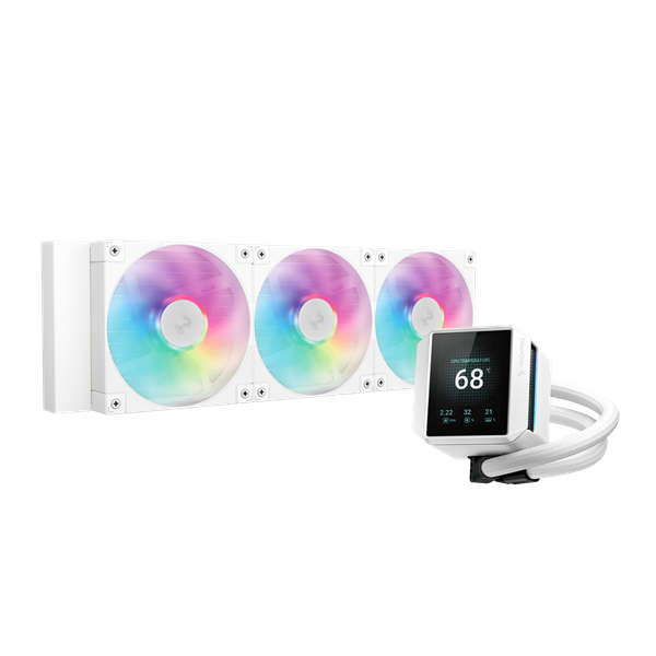 DeepCool CPU Water Cooler  MYSTIQUE 360 WH ARGB max 21dB max. 123,09 m3/h  3x12cm LED kijelző  fehér 