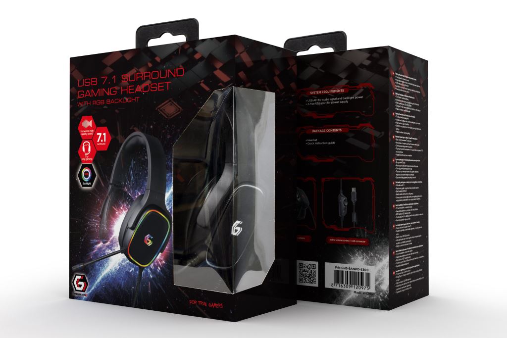 Gembird GHS-SANPO-S300 Gaming mikrofonos fejhallgató fekete Gembird GHS-SANPO-S300 Gaming mikrofonos fejhallgató fekete