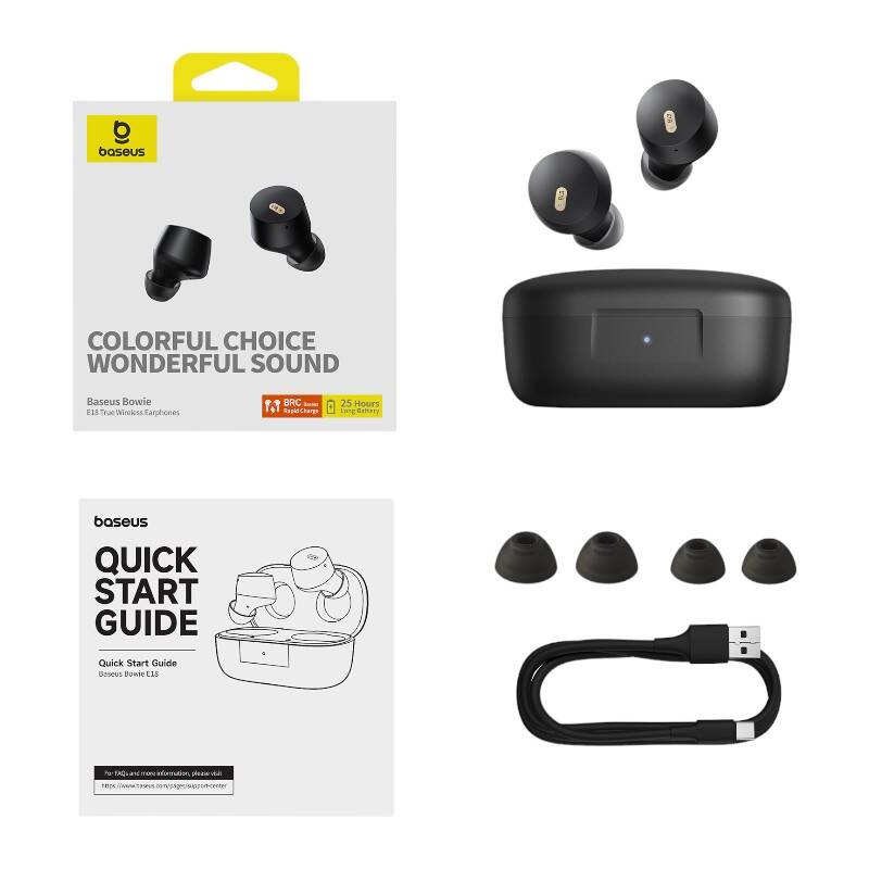 Earphones TWS Baseus Bowie E18 Fekete
