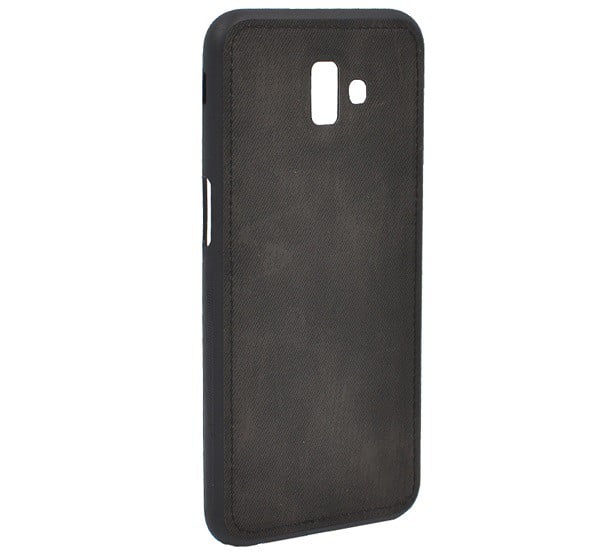 Szilikon telefonvédő (szövet minta) FEKETE [Samsung Galaxy J6 Plus (SM-J610F)]