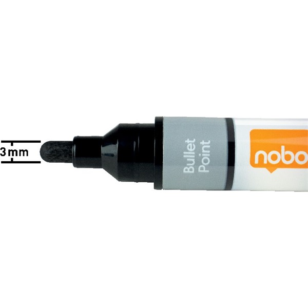 Nobo kerek hegyű, fekete 10db/cs folyékonytintás fehértábla Nobo kerek hegyű, fekete 10db/cs folyékonytintás fehértábla
