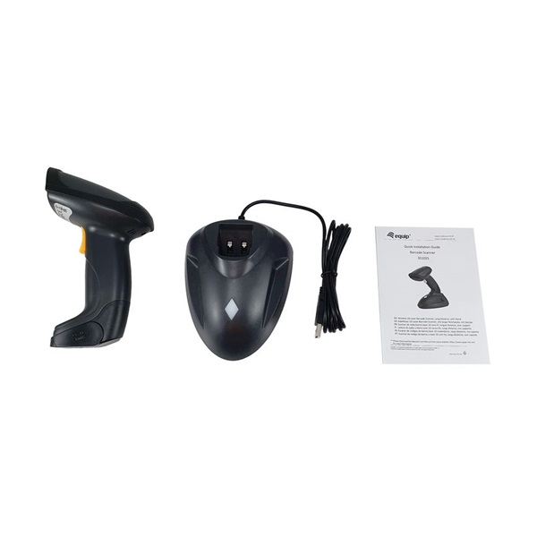 EQuip Wireless 1D Laser Barcode Scanner Long Distance with Stand Vonalkódolvasó Fekete