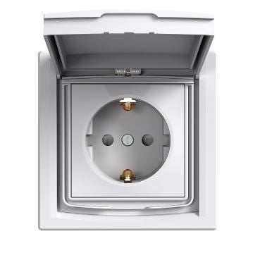 Schneider EPH3100321 ASFORA GYV/csapfedeles/IP44/kerettel 2P+F csatlakozóaljzat fehér Schneider EPH3100321 ASFORA GYV/csapfedeles/IP44/kerettel 2P+F csatlakozóaljzat fehér