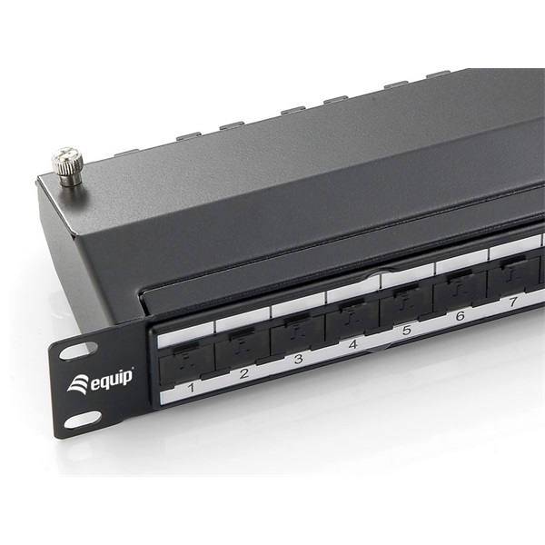 Equip 326624  24 port Cat6A 1U árnyékolt Patch panel Fekete 