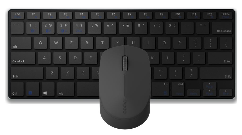 Rapoo 9000M vezeték nélküli (Bluetooth 3.0, 4.0 és 2.4 GHz) billentyűzet + optikai egér fekete (192500) Rapoo 9000M vezeték nélküli (Bluetooth 3.0, 4.0 és 2.4 GHz) billentyűzet + optikai egér fekete (192500)