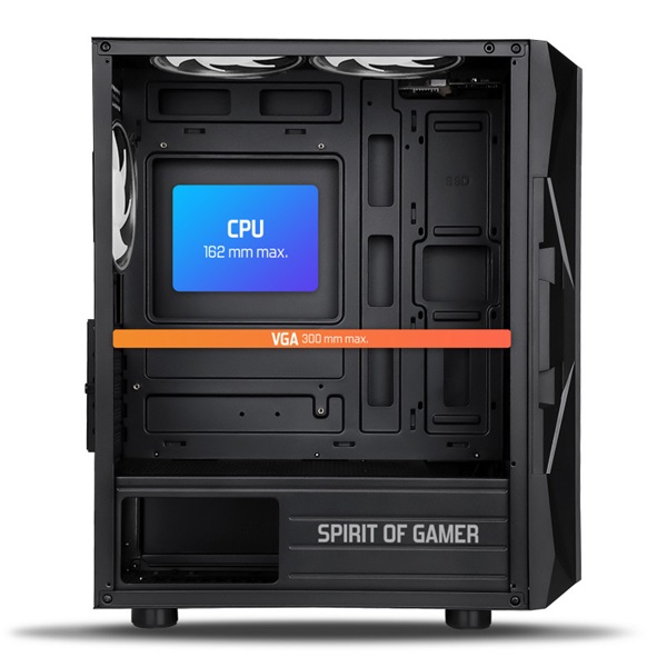 Spirit of Gamer Rogue VII RGB  fekete ablakos ATX Számítógépház  