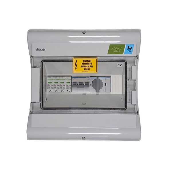 Hager AC doboz 3 fázis, T1+T2, 40A Hager AC doboz 3 fázis, T1+T2, 40A