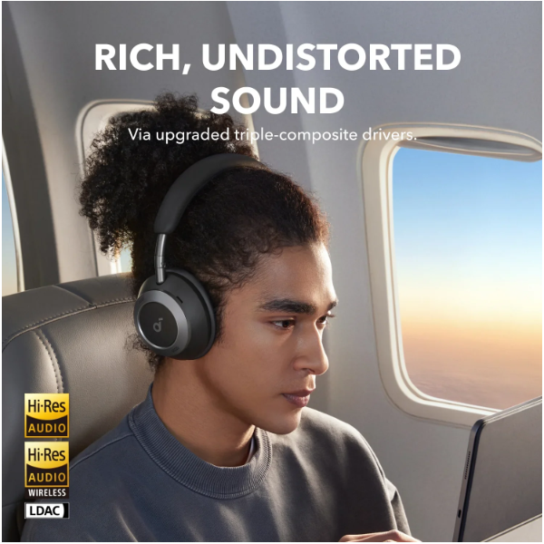 ANKER A3062G11 Vezeték Nélküli Fejhallgató  Soundcore Space One Pro Összecsukható Aktív Zajszűrő  jet black  