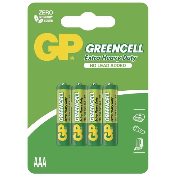 GP 1.5V Greencell 24G mini ceruza (AAA) elem (4db/blister)  (B1211)