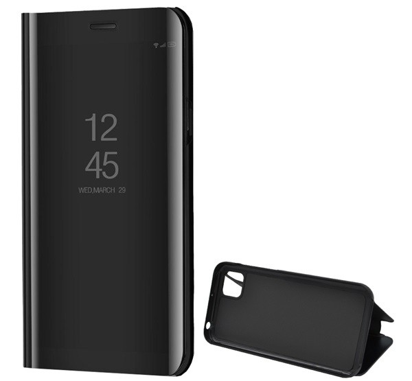 Tok álló (aktív FLIP, oldalra nyíló, asztali tartó funkció, tükrös felület, Mirror View Case) FEKETE [Honor 9S]