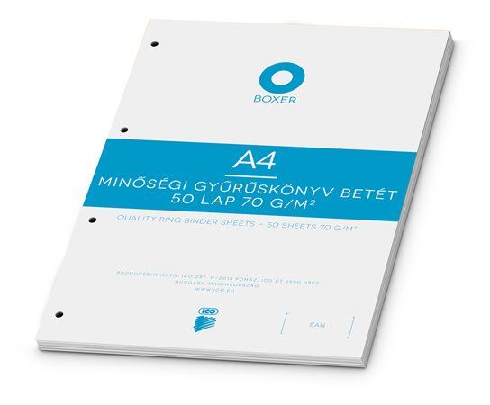 ICO Boxer gyűrűskönyv betét A4 kockás 50 lap fehér (BOXGYB4K) ICO Boxer gyűrűskönyv betét A4 kockás 50 lap fehér (BOXGYB4K)
