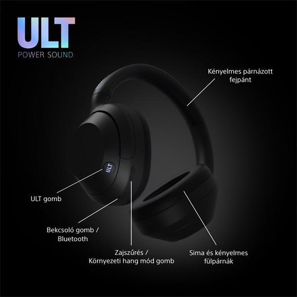 Sony WHULT900NB.CE7 ULT WEAR zajszűrős fekete Bluetooth fejhallgató Sony WHULT900NB.CE7 ULT WEAR zajszűrős fekete Bluetooth fejhallgató